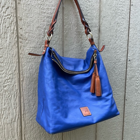 Dooney Bourke Newbury Leather Sloan Dixon Crossbody Bag Cobalt Blue & Tan 👜💙 - Picture 16 of 16